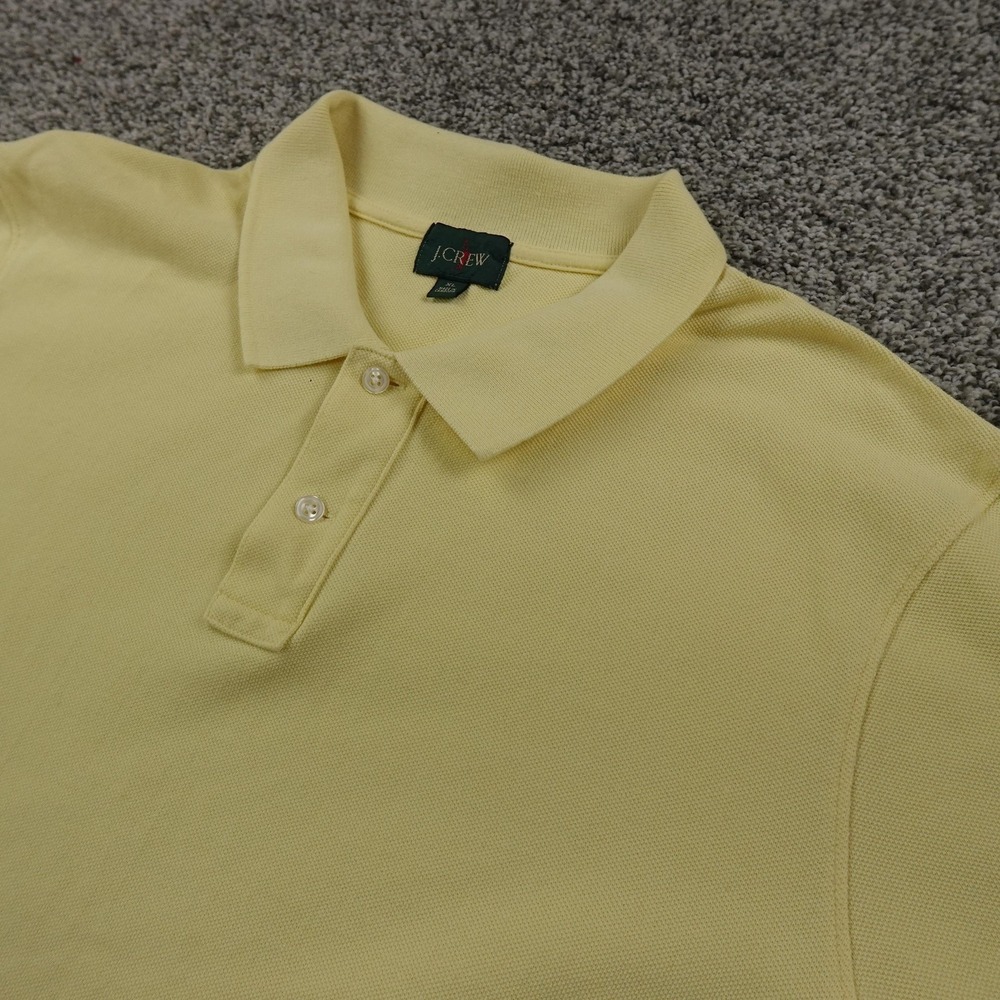 J Crew Polo Shirt Mens XL Yellow Oarsman Pique Short Sleeve Golf Preppy Casual